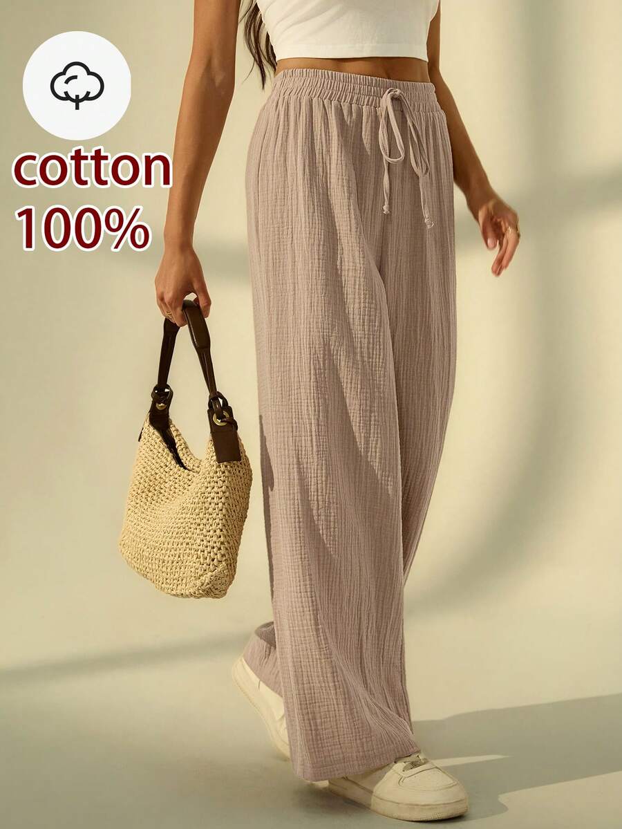 SHEIN Tall Women's Plain Trousers, Fashionable For Summer Winter Brown Casual Spring - Brown - View 1