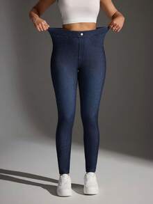 Flexra Quần jeans nữ cạp chun ôm sát, kiểu dáng thường ngày, đa năng. - Màu xanh lam - Xem 3