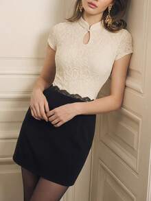 Vintamour Vintage Elegant Women Lace Patchwork Mini Skirt Casual Office Vacation Bodycon Skirt Summer Clothes Summer Outfits For Women Festival Outfits For Women Mothers Day Outfit Vacation Outfits Women Holiday Outfits For Women Summer Holiday Outfits Work Outfits For Women Office Outfits For Women Office Wear For Women Work Wear Women Office Attire For Women Work Skirt - Black - View 5