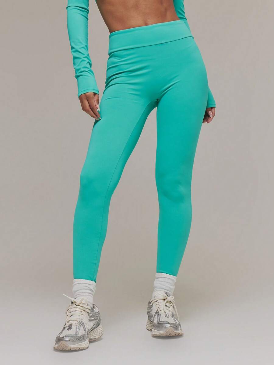 Musera Sport Straight Waistband Active Leggings Sports Workout Gym Pilates Fitness Daily Casual Aqua - Green - View 1