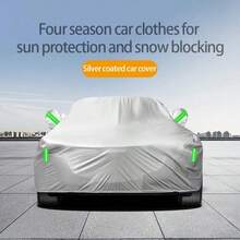Approximately 16.4T Silver Coated Car Cover, Lightweight, Breathable, Anti-UV, Anti-Rain, Reflective Stripe, Dust-Proof - silver - View 7