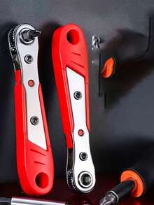 Ratchet Screwdriver Handles Narrow Spaces, Front And Rear, Elbow Wrench, Right Angle Bending, Cross Screwdriver, Steel Material, Red Color, Requires Assembly, Non-Electric, Battery-Free For Industrial And Scientific Use, Tools For Men - multicolor - View 3