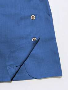 Franclia Women's Elegant Casual Solid Navy Blue Color Versatile Shorts, Summer Brunch - Royal Blue - View 4