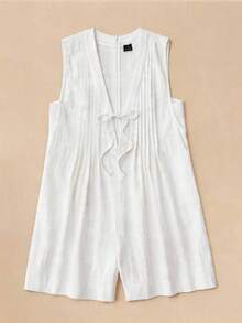 Travachic 2026 New Solid Color V-Neck Loose Jumpsuit, Spring/Summer Golf White Basic - White - View 6