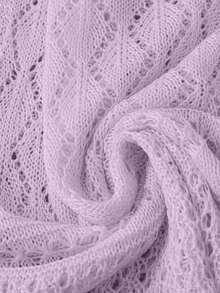 Franclia Áo khoác cardigan dáng rộng dành cho nữ, màu trơn, kiểu dáng lãng mạn, chất liệu lưới đan móc, có dây rút và nơ, thích hợp cho kỳ nghỉ ở bãi biển. - Màu tím hoa cà - Xem 6