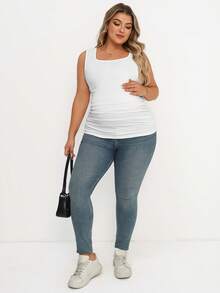 Plussiva 大码孕妇吊带背心 孕妇上衣 孕妇上衣 孕妇背心 大码孕妇背心 女士孕妇背心 - 酒紅色 - 查看 6