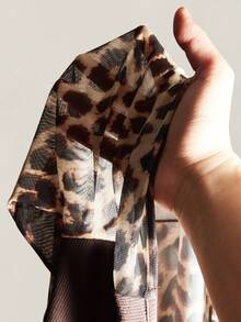 SHEIN ICON 大码女式豹纹拼接喇叭袖时尚上衣 - 彩色 - 查看 11