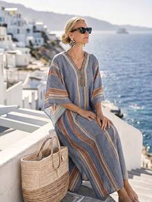 SHEIN Holidaya Đầm dài nữ, in kỹ thuật số, thích hợp cho mùa hè và mùa thu, đi nghỉ mát, đi biển, mặc hàng ngày, hẹn hò, mẫu mới năm 2026. - Nhiều màu - Xem 5