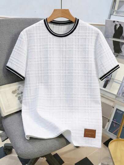 Manfinity Joysei 男士加大码简约格子T恤，夏季