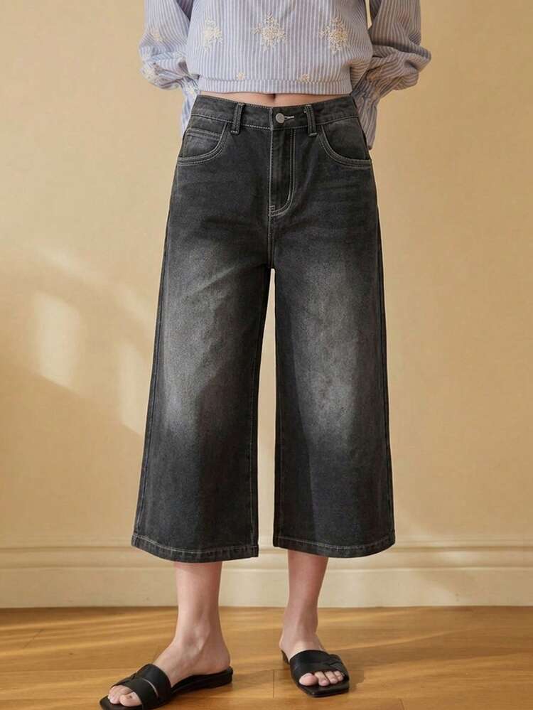 Women's Casual Washed Low-Waist 7/8 Length Jeans