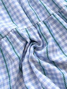 Soleia Women's Summer Casual Y2K Holiday Picnic Afternoon Tea Music Festival Woven Jacquard Striped Blue Mini Bow Tie V-Neck A-Line Mini Dress, Casual Dress For Women , Elegant Party Dresses,Festival Dresses ,Summer Dresses For Women,Graduation Dress ,Dresses For Holiday,Country Dress - Baby Blue - View 6