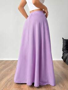 SHEIN EZwear 女士休闲纯色简约长裙 - 紫色 - 查看 2