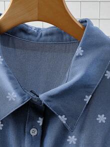 Women Denim Two-Piece Outfits - Blue - View 5