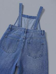 SHEIN MOD Women's Solid Color Sleeveless Casual Denim Jumpsuit With Pockets, Versatile For Summer - Blue - View 4