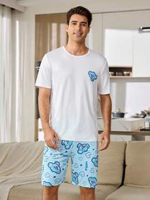 CoupledUp Cute Koala Heart & Letter Print Matching Pajama Set For Couples - Multicolor - View 3