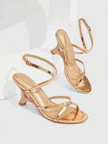 CUCCOO SZL Giày sandal quai ngang mắt cá chân cho nữ, thích hợp làm quà Giáng sinh. - Hoa hồng vàng - Xem 2