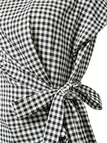SHEIN Franclia New Polka Dot Twist Front Casual T-Shirt For Women, Summer - Black and White - View 3