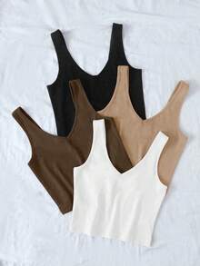 SHEIN Franclia Women's Solid Color Casual Versatile Daily Wear Top - Multicolor - View 5