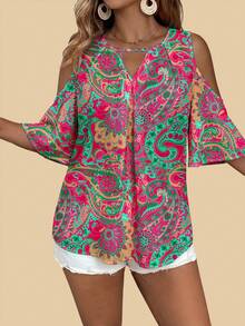 SHEIN VCAY Plus Size Casual Minimalist All-Over Print Shirt - Multicolor - View 6