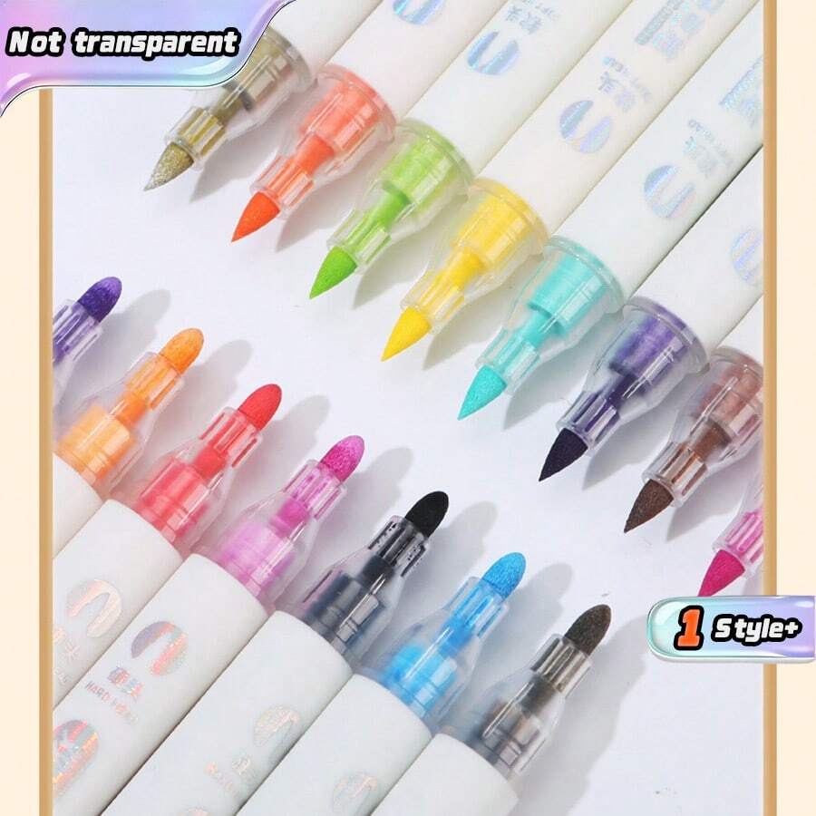 36色双头丙烯马克笔套装，水性颜料马克笔，适用于艺术家、学生、绘画、着色、素描、DIY手工。 - 多色 - 查看 1