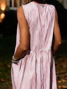 EMERY ROSE Women's Striped Print Sleeveless Dress, Casual Summer - Multicolor - View 2