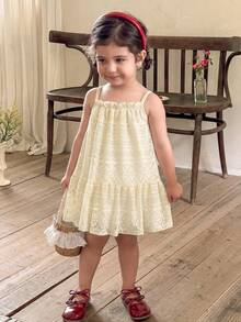 LMoss Kids 女婴针织修身休闲吊带裙 - 芥末黃 - 查看 7