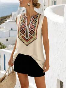SHEIN Holidaya Áo tank top nữ kiểu dáng thường ngày, không tay, cổ tròn, dáng rộng, áo tank top mùa hè cho nữ, trang phục mùa hè cho nữ, áo mùa hè, áo tank top đi biển, trang phục đi biển cho nữ, trang phục đi biển cho nữ, áo tank top kỳ nghỉ, áo tank top thanh lịch cho nữ, áo tank top thường ngày, áo tank top mùa hè mới cho nữ đi biển. - Nhiều màu - Xem 2
