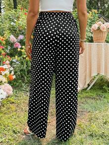 SHEIN Quần bầu ống đứng cạp chun, dáng rộng, có thể điều chỉnh. - màu đen - Xem 2