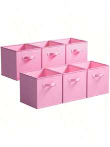 Pink Foldable Storage Box, Lidless Closet Organizer Box, Multipurpose Household Storage Container - Pink - View 9
