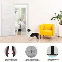 1 buah Tirai Tipis Magnetik Bergaris Putih dengan Tepi Bordir Renda, Desain Garis Vertikal, Pembatas Ruangan Anti Serangga Multifungsi untuk Ruang Tamu, Kamar Tidur, Dapur, Tirai Pintu Poliester Perekat Mandiri dan Dapat Dicuci - warna-warni - View 6