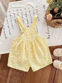 SHEIN LMoss Kids 女婴纯色提花连体衣 - 黃色 - 查看 2