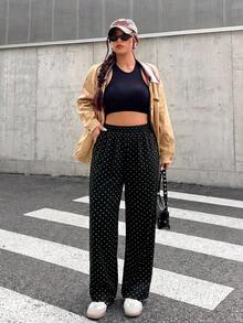 SHEIN EZwear Plus Size Casual Minimalist Leopard Print Pants, Suitable For Summer - Multicolor - View 5
