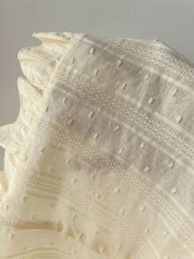 Elamini Áo kiểu nữ màu mơ bằng vải cotton jacquard cổ chữ V phối ren, thiết kế nơ, phong cách thường ngày, gợi cảm, ngọt ngào, dễ thương, thích hợp cho kỳ nghỉ. - Màu be - Xem 7