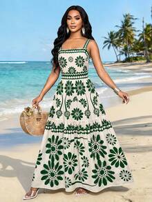 SHEIN Lady 女士度假连衣裙 - 綠色 - 查看 7