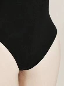 SHEIN ICON 女款大尺碼 Y2K 黑色秋季夜店舞廳復古鏤空解構 2 合 1 修身 T-shirt 連身衣 都市街頭風 - 黑色 - 查看 8