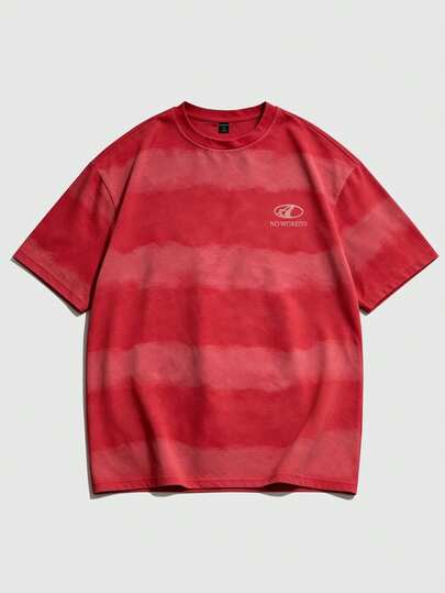 Casual T-shirt à manches courtes pour homme, col rond, imprimé lettres, décontracté et polyvalent pour un port quotidien