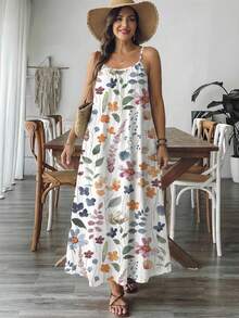 SHEIN VCAY Đầm không tay dáng rộng in hoa, thích hợp cho mùa hè. - Nhiều màu - Xem 5