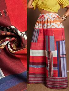 Maweii Women's Red White Blue Boho Beach Vacation Wide Leg Pants Autumn Holiday Placement Print Loose Casual Plus Size Trousers Elegant Niche Street Fashion - Multicolor - View 1