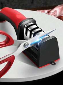 1PC 4/3 Stage Knife Sharpener - Multi-Function Tool For Grinding, Honing, Sharpening & Polishing, Easy To Use Black Red Design, Perfect For Kitchen Knives & Hunting Knives - Multicolor - View 7