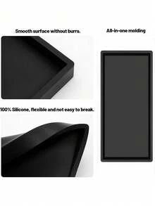2pcs Set 7.9-Inch Black Bathroom Silicone Tray, Flexible Rectangular Soap Dish For Bathroom And Kitchen Countertop, Modern Minimalist Style Vanity Tray Storage Rack, Bathroom Accessories - Black Home Bathroom Decor Bathroom Organizer Fall Decor Back To School - multicolor - View 7