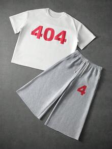 PAVTROS Men's New Design Letter Print Sports T-Shirt And Pants Set - White - View 3