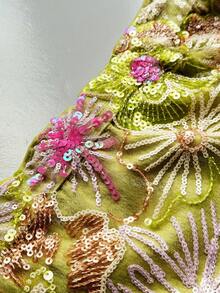 Maweii Plus Size Floral Sequin Bodycon Mini Skirt - Multicolor - View 8