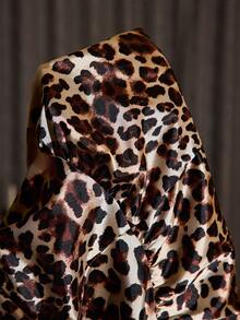 SilkySpell Sexy Beige Print Waist Contrast Lace Hollow Design Double Ruffle Hem Slimming Waist Plus Size Faux Silk Camisole Nightgown Night Summer - Brown - View 9
