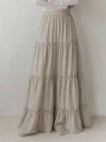 Dazy-Less Women's Elastic Waist Pleated Casual Versatile Date/Travel Skirt - Khaki - View 3