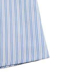 SHEIN Clasi Women's Elegant Coastal Conservative Tropical Blue And White Stripe Striped Trim Halter Backless Dress, Summer Beach Vacation - Blue - View 3