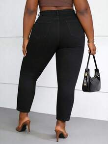 CurvyTilda Jeans Ajustados De Talla Grande Para Mujer - Negro - Ver 2