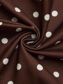 SHEIN PariChic 2026 Summer New Sexy Ruffled Hem Polka Dot Halter Crop Top, Vintage French Style Brown - Multicolor - View 8