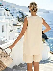 SHEIN Holidaya Áo tank top nữ kiểu dáng thường ngày, không tay, cổ tròn, dáng rộng, áo tank top mùa hè cho nữ, trang phục mùa hè cho nữ, áo mùa hè, áo tank top đi biển, trang phục đi biển cho nữ, trang phục đi biển cho nữ, áo tank top kỳ nghỉ, áo tank top thanh lịch cho nữ, áo tank top thường ngày, áo tank top mùa hè mới cho nữ đi biển. - Nhiều màu - Xem 3