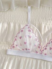 PetitDoll Bộ 2 áo ngực tam giác ren thêu hoa ngọt ngào, mỏng nhẹ, nâng đỡ tốt. - trắng - Xem 4