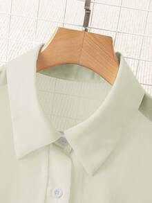 Franclia Lapel Basic Transparent Solid Simple Shirt Fall Cloth For Women - Apricot - View 6
